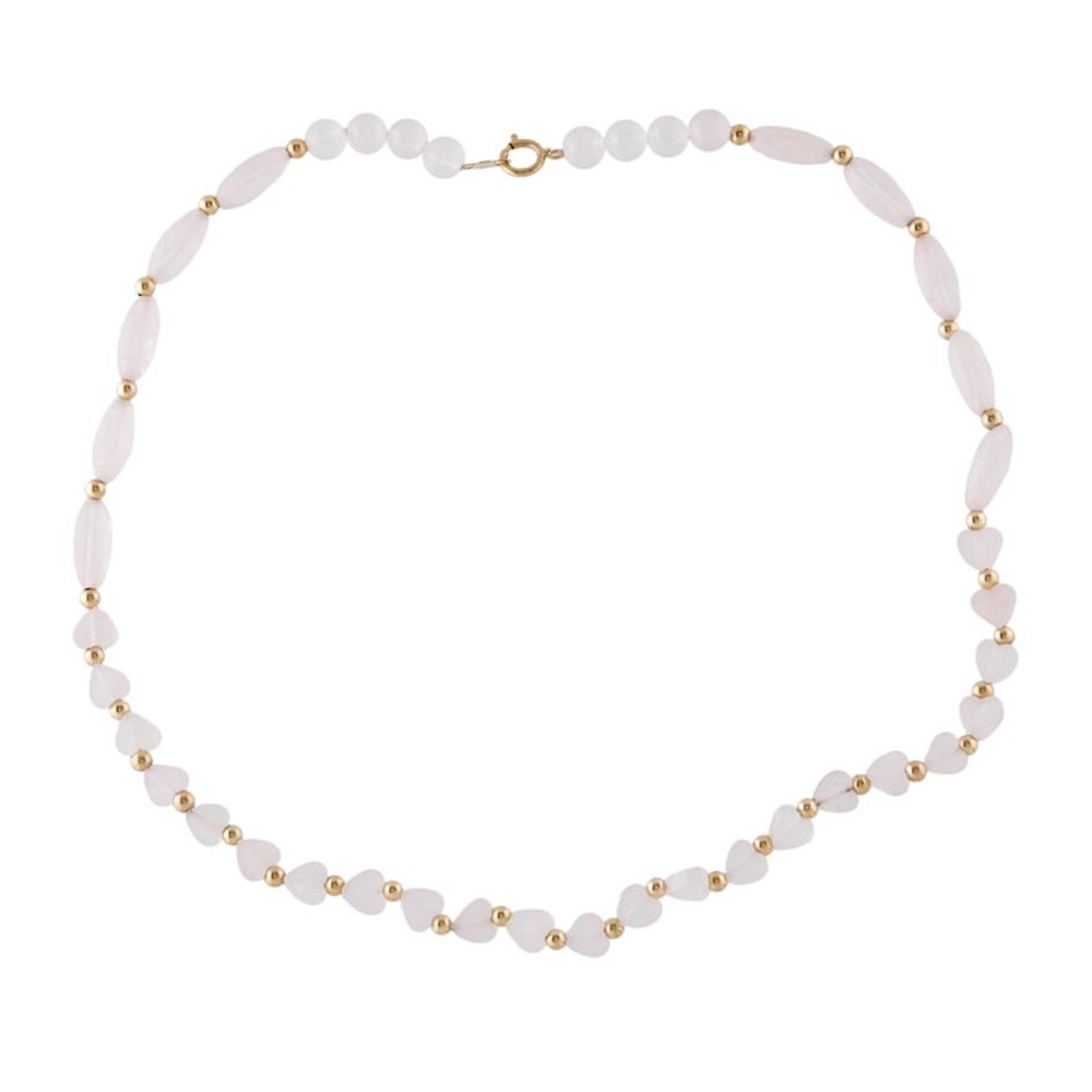 14K Rose Quartz Bead Necklace